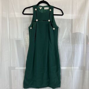 Vintage 90s Niteline hunter green sheath dress cutout embellished sz 6 classy